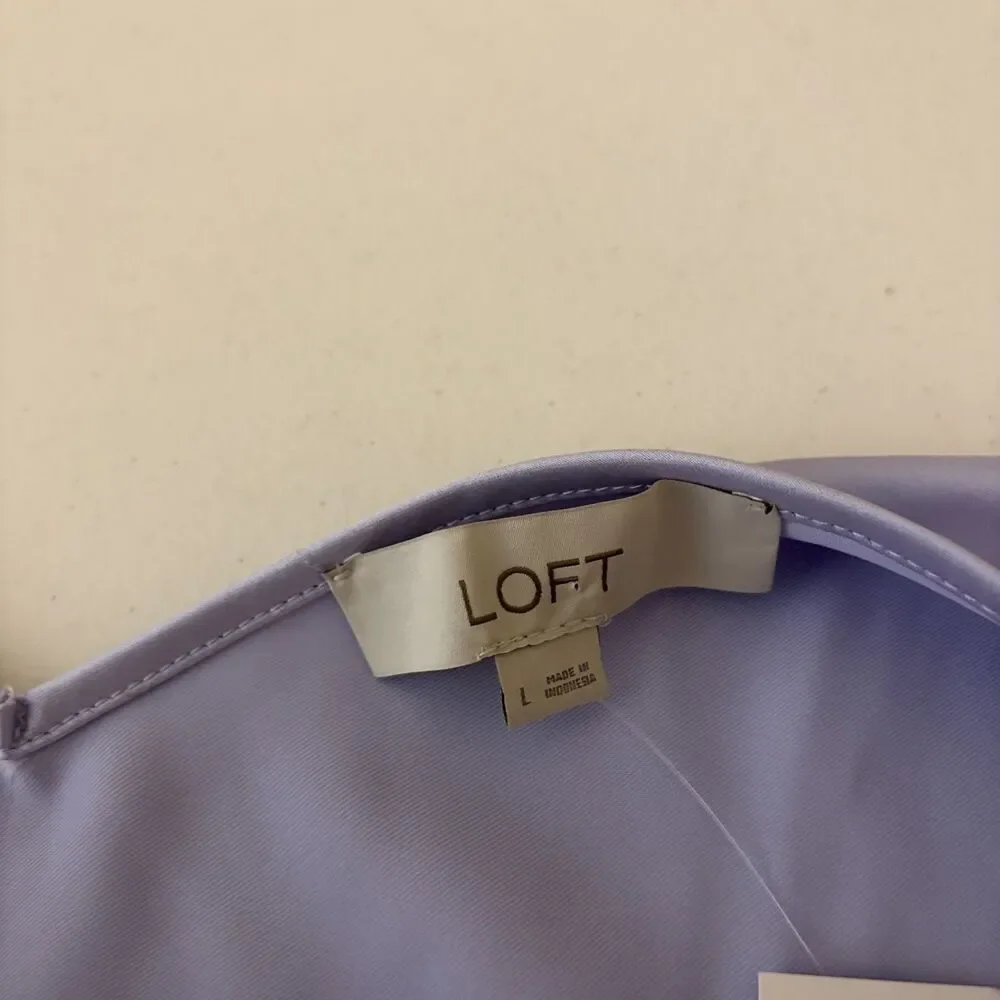 LOFT Tank Top Women's Large Purple Satin V-Neck Sleeveless Solid Basic Shirt NWT - Picture 8 of 10